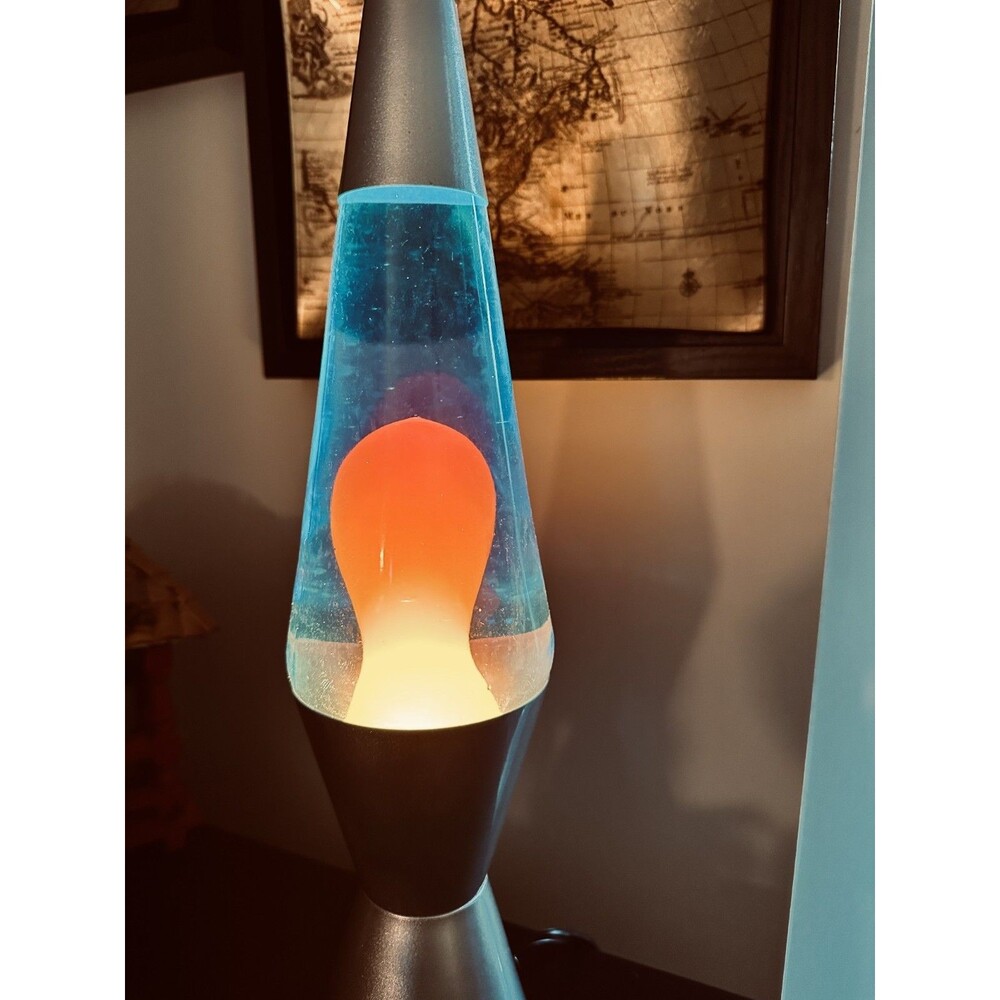 The Original Lava Mood Lamp 14.5" Custom Blood Orange Flowing Lava/Blue Liquid